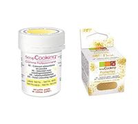 Colorant alimentaire en poudre jaune pastel + paillettes dorées