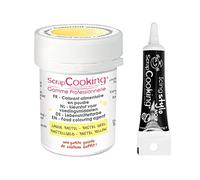 Colorant alimentaire en poudre jaune pastel + Stylo glaçage noir Scrapcooking