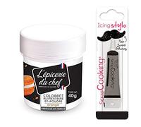 Colorant alimentaire en poudre orange 40 g + Stylo glaçage noir