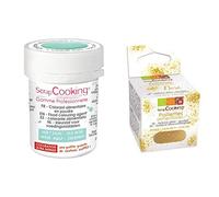 Colorant alimentaire en poudre vert d'eau + paillettes dorées