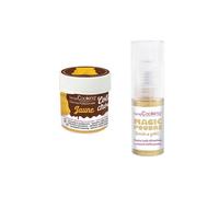 Colorant alimentaire liposoluble Color'choco 5 g jaune + Poudre alimentaire irisée dorée