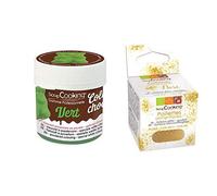 Colorant alimentaire liposoluble vert + paillettes dorées