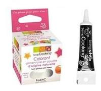 Colorant alimentaire naturel en poudre Blanc + Stylo glaçage noir Scrapcooking