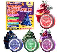 Colorant Alimentaire Poudre - 4 Couleurs De Colorant Alimentaire, Qualité Alimentaire Colorant Rouge, Bleu Marine, Violet, Pour La Décoration De GâTeaux, La PâTisserie, Le GlaçAge - 5g