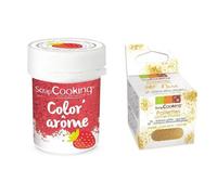 Colorant alimentaire rose arôme fraise + paillettes dorées