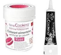 Colorant alimentaire rose + stylo de glaçage noir G