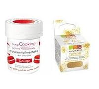 Colorant alimentaire rouge + paillettes dorées Rouge G