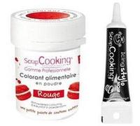 Colorant alimentaire rouge + stylo de glaçage noir G