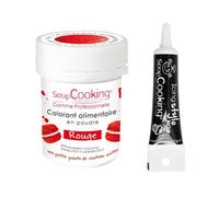 Colorant alimentaire Rouge + Stylo de glaçage noir Scrapcooking