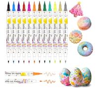 Colorant Alimentaire Stylo,Feutre Alimentaire Pour Glacage Patisserie Marqueur Double Face Comestibles, Writer Gourmet Pour Décoration œufs de Pâques,Fondant,Gâteaux,Biscuits,Desserts