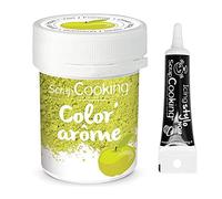 Colorant alimentaire vert arôme pomme 10 g + Stylo glaçage noir