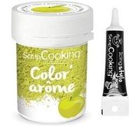 Colorant alimentaire vert arôme pomme 10 g + stylo glaçage noir