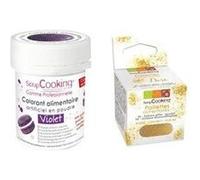Colorant alimentaire Violet + paillettes dorées Scrapcooking