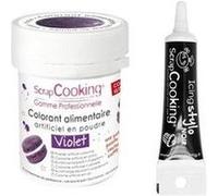 Colorant alimentaire violet + stylo de glaçage noir