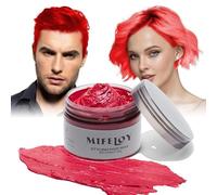 Colorant capillaire colorant temporaire 4,23 oz crème instantanée crème capillaire naturelle cire coiffante pour hommes fête Cosplay halloween hair wax (Rouge)