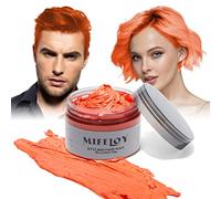 Colorant capillaire colorant temporaire 4,23 oz crème instantanée crème capillaire naturelle cire coiffante pour hommes fête Cosplay halloween hair wax (Orange)