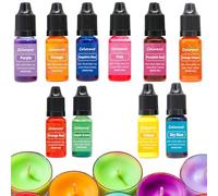 Colorant de bougie pour cire de soja, 10 couleurs de couleur de bougie 10 ml, colorant à base d'huile liquide hautement concentré, couleur de bougie concentrée pour la fabrication de bougies de brico