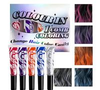 Colorant des cheveux lavables - 5pcs Hair Coloring Calk With Brush Temporary - Dark Hair Coloring Dye Instant Hai R Color Cream For Women for Concert, datation