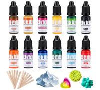 Colorant Plâtre pour Moulage, 12 couleurs Pigment à base d'eau pour poudre de coulée, béton, plâtre, peinture liquide, ciment, moulage de résine bricolage artisanat, 10 ml Chacun