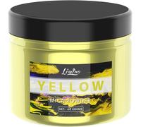 Colorant Résine Époxy Métalliqu - 60g Poudre Mica Pigment De Résine Époxy Pour Epoxy Resin, Fabrication De Savon - Mica Powder Naturel Pour Art De Résine, Peinture, Nail Art, Bombe De Bain (Jaune)