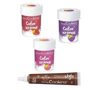 Colorants alimentaires - SCRAP COOKING - Color'arôme - Framboise, Mûre, Fraise - Stylo chocolat - 10g