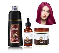 Coloration capillaire bordeaux 500 ml + 50 ml d'huile de batana + masque capillaire 300 g, shampooing anti-gris, kit de soins capillaires unisexe