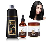 Coloration capillaire noire, shampoing 500 ml + huile de batana 50 ml + masque capillaire 300 g, shampooing anti-gris, kit de soins capillaires unisexe