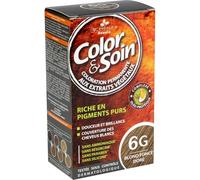 Coloration douce et couverture optimale des cheveux blancs avec 3 CHENES Color et Soin 6G Blond Foncé Doré, formule sans ammoniaque, boite de 180 g - Lot de 2