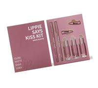 Coloration durable des lèvres avec rouge à lèvres liquide mat + brillant à lèvres + plumping Gloss Liner 5 en 1 Set de rouge à lèvres liquide