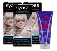 Coloration Permanente - SYOSS - Blond Ultra Platine 10-55 - Crème - Tous types de cheveux - 3 x 100ml