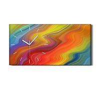 Coloray Horloge sur Toile - Mains Blanches - Décoration 60x30cm Ne Pas tic tac en Silence Salon Chambre Image Art Moderne Art Mural - Abstrait coloré