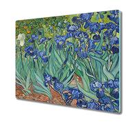 Coloray Planche à découper 60x52cm Verre de Sécurité Avec Une Image Impression Protection Plaque Verre Trempé Tapis de Découpe Induction Cuisson - Van Gogh Irises