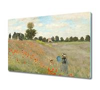 Coloray Planche à découper Induction Cuisson 80x52cm Protection Plaque Avec Une Image Impression Tapis de Découpe Verre de Sécurité Verre Trempé - coquelicots Monet