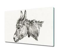 Coloray Planche à découper Tapis de Découpe 80x52cm Protection Plaque Verre de Sécurité Induction Cuisson Verre Trempé Avec Une Image Impression - âne animal