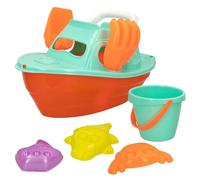ColorBaby 49263 Enfants, Seau de Plage, 14 cm, Yacht, Pelle, râteau, 3 moules, Jouets d'été, Sable + 18 Mois, Multicolore, Moyen