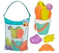ColorBaby- Set Plage avec Seau, cèdre, Pelle, arrosoir et moules, 49271, Multicolore, 8 piezas