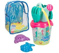 COLORBABY 77338 - Peppa Pig Ensemble Seau de Plage pour Enfants avec Sac à Dos, Pelle, râteau, arrosoir et Accessoires, Jouets d'été pour Enfants et bébés