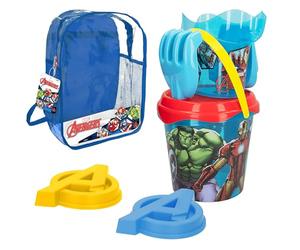 ColorBaby 77380 Marvel Avengers Set de Plage pour Enfant avec Pelle, râteau, arrosoir et Accessoires, Sac à Dos de Plage Marvel pour Enfants