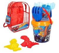 ColorBaby 77395 Hot Wheels Set de Plage pour Enfant avec Pelle, râteau, arrosoir et Accessoires, Sac à Dos de Plage pour Enfants, Sac à Dos avec Jouets