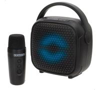 ColorBaby Bontempi 39220 Mini Haut-Parleur sans Fil avec Microphone, lumières LED RVB Qui s'allument au Rythme, Bluetooth, Radio, entrée USB, auxiliaire, Portable et Compact, fêtes ou Jeux