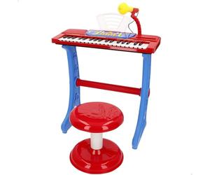 ColorBaby Bontempi 47907 Piano pour Enfant 37 Touches avec Tabouret, Microphone et pupitre, 4 Sons, 4 rythmes, 11 mélodies, Fonction d'apprentissage Okon, Connexion USB-C ou 4 Piles AA (N/I), +3 Ans