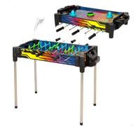 ColorBaby CB Games 39519 Plateau 2 en 1 pour baby-foot et Air Hockey, disque avec air, 2 raquettes, 18 joueurs, 2 ballons, marqueur manuel, design néon, jeux de société électroniques + 5 ans