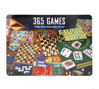 COLORBABY CB Games 39521 Lot de 365 jeux de société, boîte métallique, 10 planches multijeux, jetons, 7 dés, jeu d'oie, Backgammon, 1 à 8 joueurs, jouet éducatif, jouets et jouets +6 ans