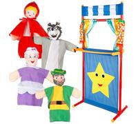 COLORBABY Cucu Show 39170 Ensemble théâtre de marionnettes Petit Chaperon Rouge, 4 marionnettes Personnages 25 cm du Conte, matériaux Doux et sûrs, Jouets pour Enfants, pour Jouer en Groupe ou Passer
