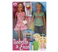 ColorBaby Isabella 39412 Lot de 2 poupées articulées, 30 cm, avec Accessoires, Lunettes de Soleil, Sac, rafraîchissement, Seau Popcorn, poupées pour Filles et garçons, Cadeaux à partir de 3 Ans
