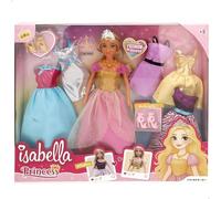 ColorBaby Isabella 39417 Poupée Princesse 30 cm avec 5 Robes et Chaussures à Talons articulés avec crinière à coiffer pour Filles de 3 Ans