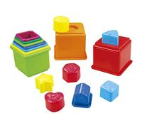PlayGo ColorBaby Jeu de 16 Cubes empilables et Figurines géométriques, 16 pièces (44286)