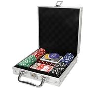 ColorBaby CB Games 39112 Set de Poker, 100 jetons, 2 Jeux de Cartes, 5 dés, Jeux de société, Mallette avec clé, Jeu pour Enfants, Jouet Enfant, Cadeau pour Toute la Famille
