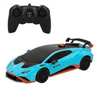 ColorBaby Lamborghini 46987 Voiture radiocommandée Huracan STO Bleu avec Noir Échelle 1:24 pour Enfants et Adultes