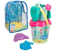 COLORBABY 77338 - Peppa Pig Ensemble Seau de Plage pour Enfants avec Sac à Dos, Pelle, râteau, arrosoir et Accessoires, Jouets d'été pour Enfants et bébés